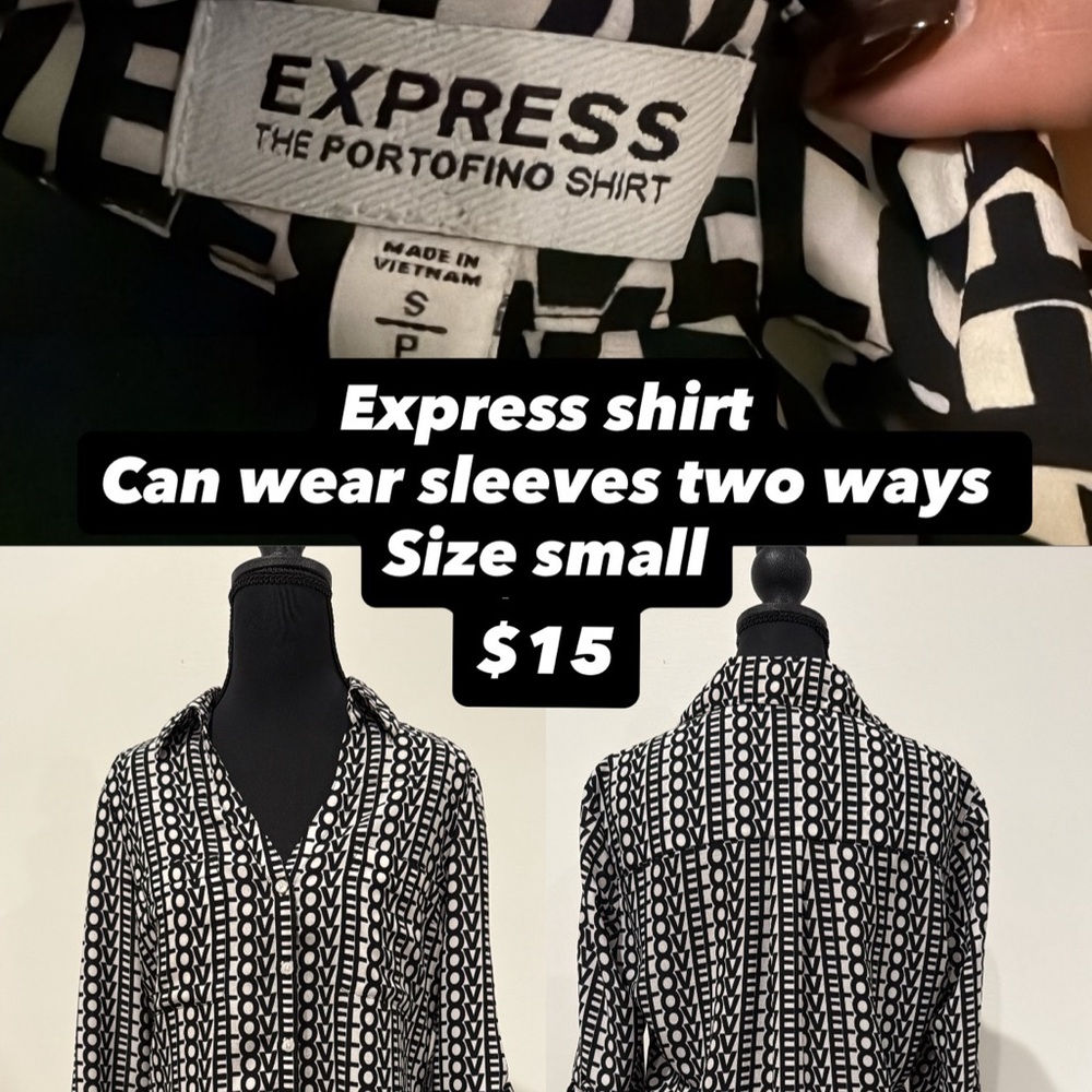 Express Monochrome Geometric Portofino Shirt